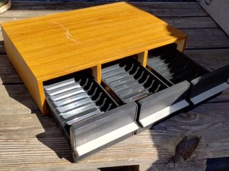 Cassette tape storage organizer container