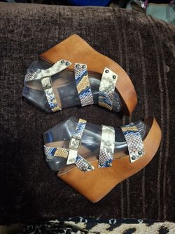 Madden Girl Wedge Womens SIZE 6.5 Multi-Color G-Denya Faux Snakeskin 