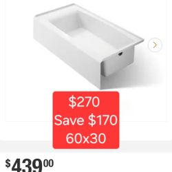 ✨️ KOHLER Elmbrook 60 in. x 30.25 in. Soaking Bathtub with Right- Hand Drain in White #5055