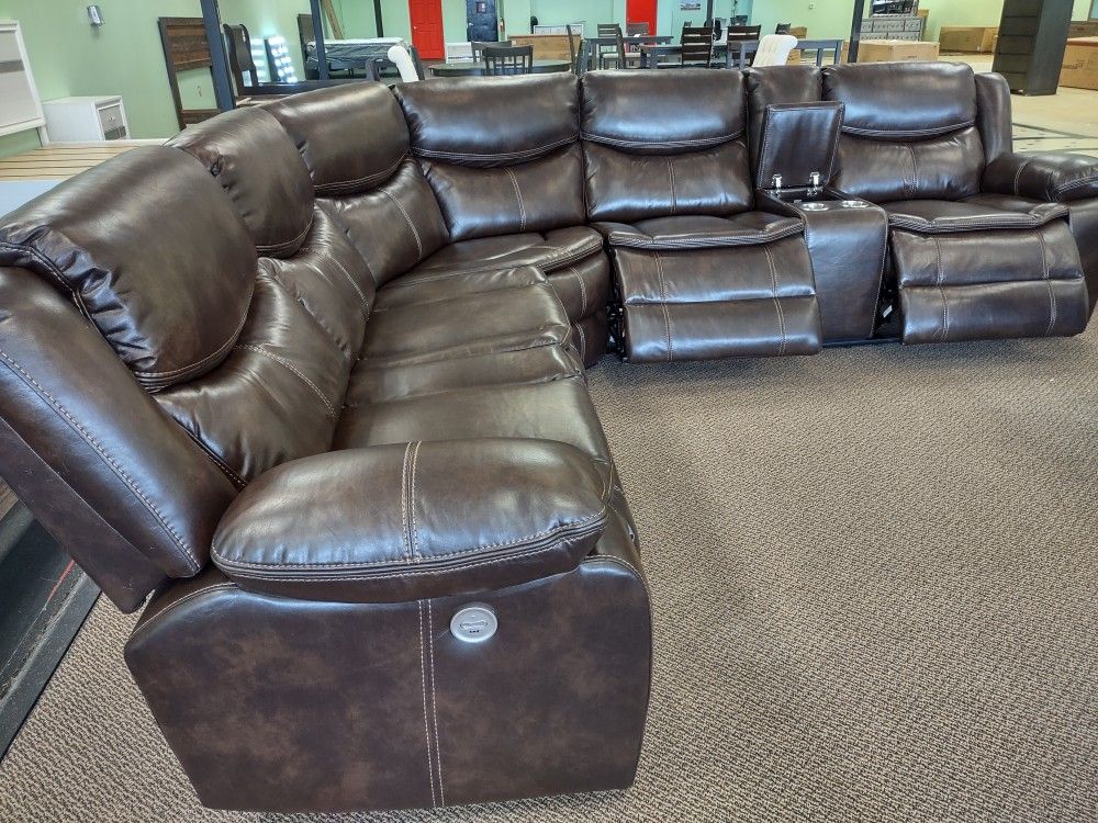 New Sectional Sofa With Three Power Recliners On Sale Now Pick It Up Today