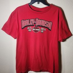 HARLEY DAVIDSON MEN'S T-SHIRT SIZE LARGE RED REIMAN'S KEWANEE IL