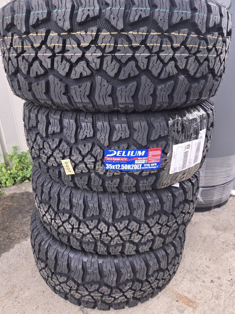 (4) 35x12.50r20 Delium A/T Tires 35 12.5 20 Inch AT 10-ply LT E Rated