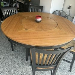Large 5ft Round Pub Table with Built-in Wine Storage & Lazy Susan