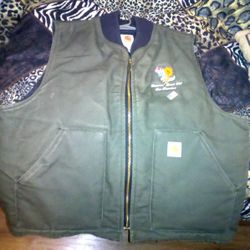 Carhartt Vintage Green Quilted Lining Mens Large Vest V01-DGR