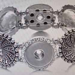 Silver Tone 4 Charm Bracelet w/ CZ's 