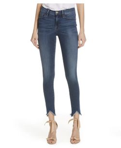 FRAME Le High Skinny Triangle Hem Sulham Size 26 Blue Denim Jeans. Condition is "Pre-owned". See pictures ask questions and make an offer! Rise- 9.5”
