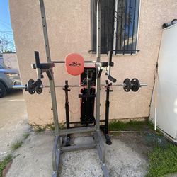6 In 1 Weight Bench Set And Tower Pull Up Station