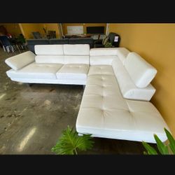 White Modern Adjustable Headrest Sofa Free Delivery