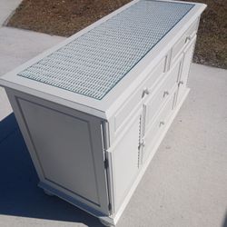 Palm Springs Coastal Dresser Glass Top