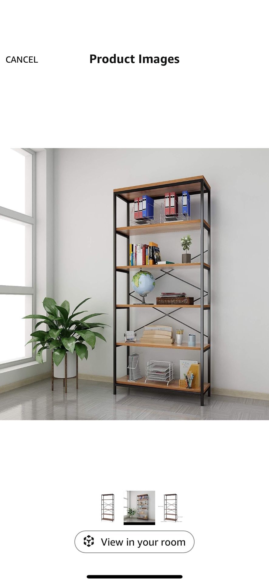 5 Shelf Metal & Wood Bookshelf