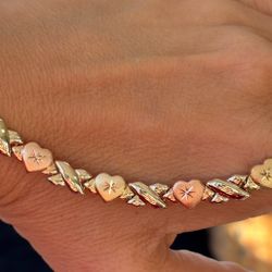 14K Gold Heart X Necklace 