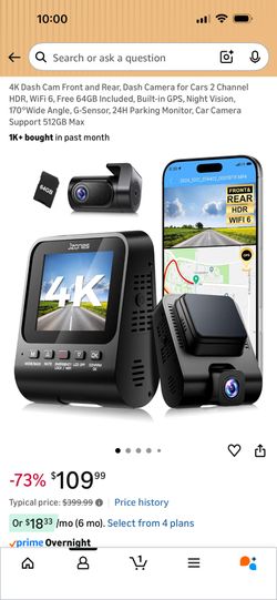 4K Dash Cam Front and Rear (brand New In Box)