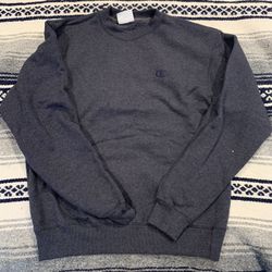 Champion Eco Sweatshirt Mens Size Medium M Navy Long Sleeve Crewneck Logo fleece