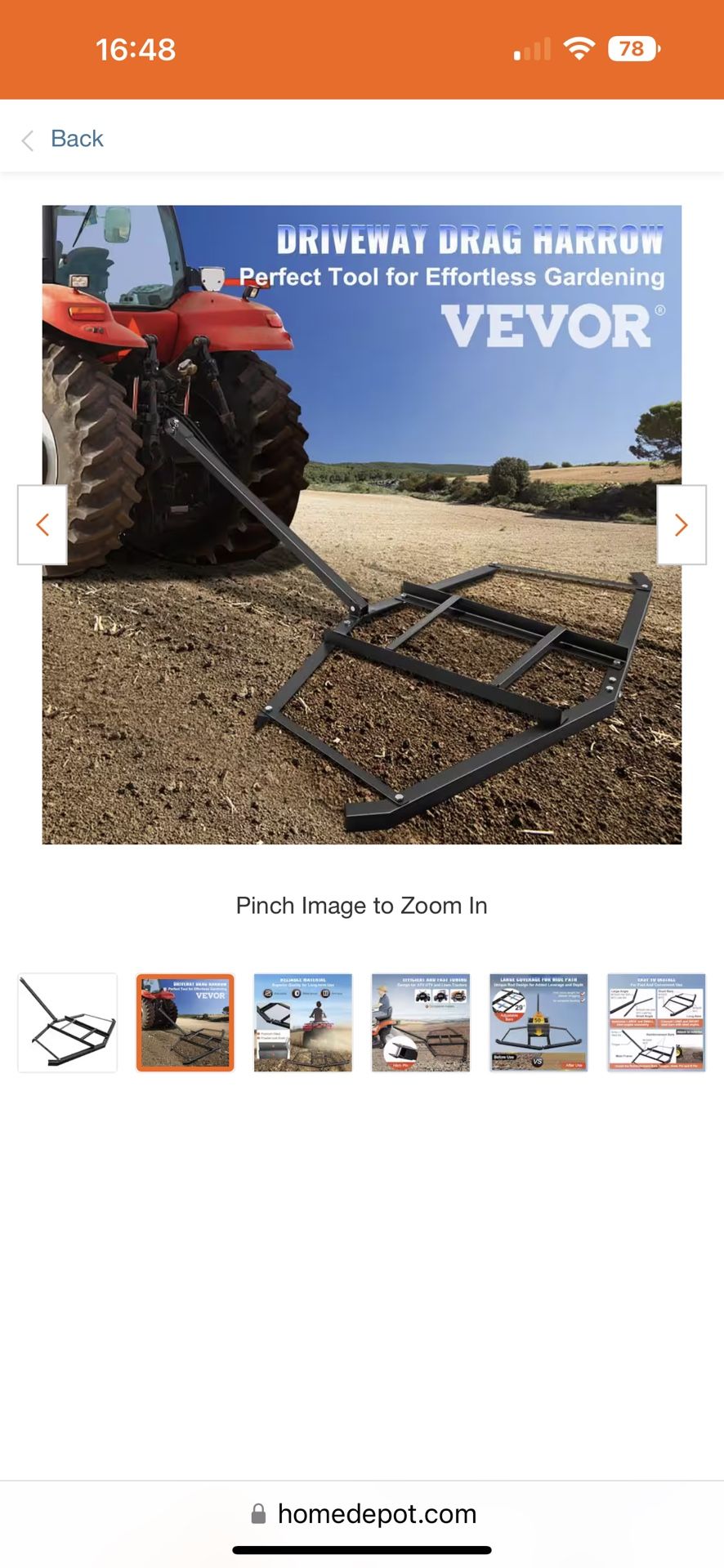 Driveway Drag 66 in. W Tow Behind Drag Harrow 35 in. L 4 in. H