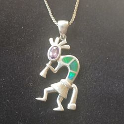 Silver Kokapelli Pendant And Chain