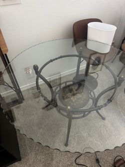 Round Glass Top Dining Table Metal Base