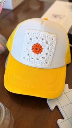 Yellow Trucker Cap with Crochet Patch