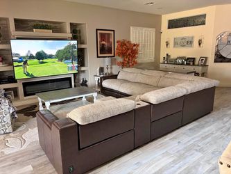 Power reclining 2 tone sofa sectional