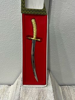 NEW Vintage Genghis Khan Replica Sword Letter Opener Curved Blade Desk Decor Gift