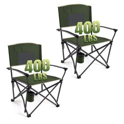 🪑 Camping Chairs Heavy Duty 400 LBS – Set of 2 (NEW)