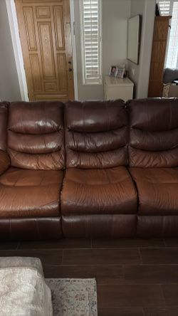 Brown Reclining Leather Sofa
