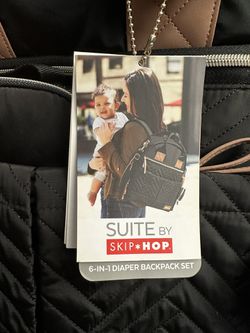 Black Suite by Skip Hop 6-in-1 Diaper Backpack Set