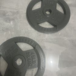 Cash only no Zelle Brand new in box pair of 45lb Olympic weights plates total 90lb more same style if needed added price  check my page