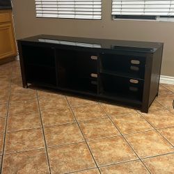 65 Inch TV stand for55/60/70 Inch Tv With Top Glass And 5 Storage Cubby,center And Power Outside 