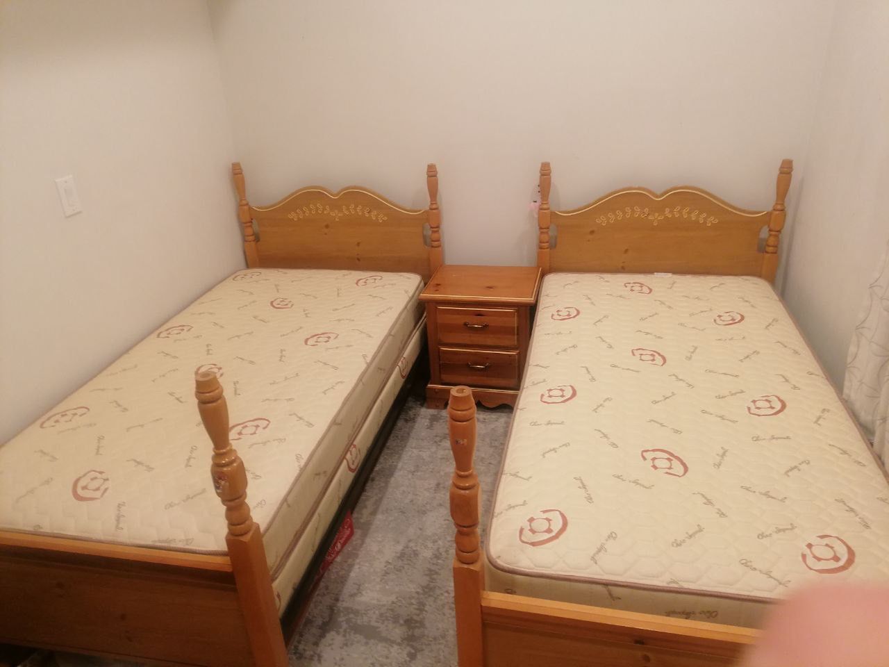 Twin Beds And Night Stand And Nice Mattresses