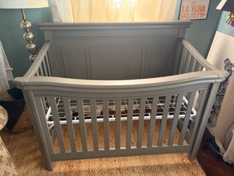 Gray Wood Baby Crib