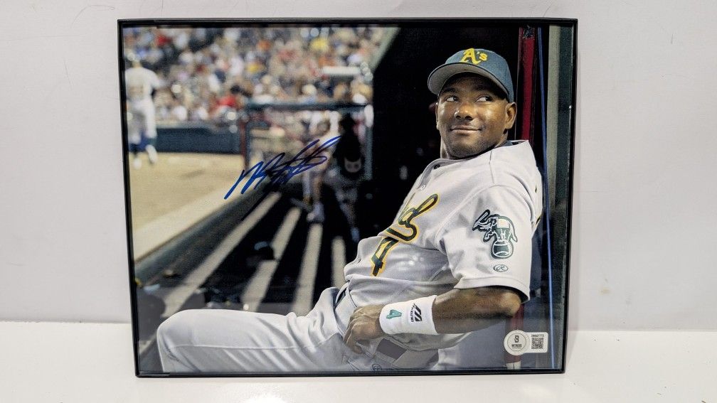 Miguel Tejada Autograph Signed 8x10 Oakland Athletics Dugout Photo Beckett Witness