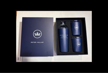 Peter Millar Cocktail Shaker and Tumblers Set NEW never used. open box! New