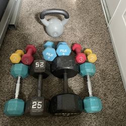 Dumbbells + Kettlebell - 110 lbs