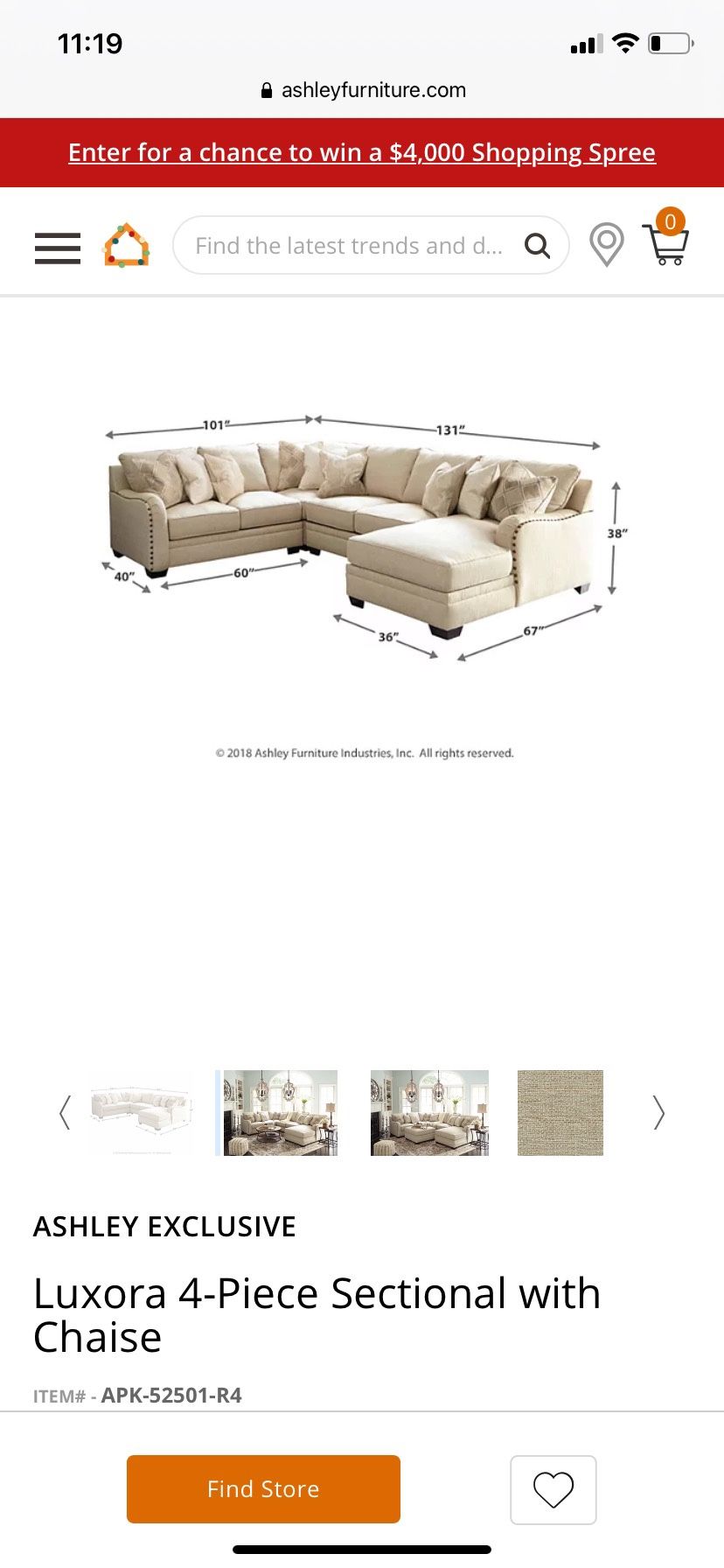Brand New Couch- Luxora From Ashely