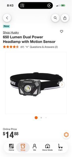 Husky 650 Lumen Headlamp with Motion Sensor