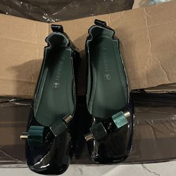 Bonavi 245(1.5) Black Patent Leather Square Toe Low Heel Shoe Size 9