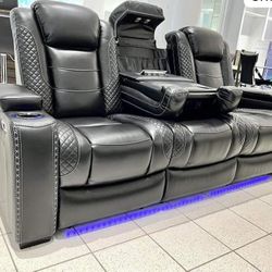 Black Power Reclining Sofa 