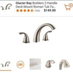 New Glacier Bay Builders 2-Handle Deck-Mount Roman Tub Faucet in Brushed Nickel.  Retails $165 With Taxes!