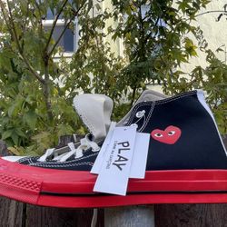  Converse Chuck Taylor All Star 70 Hi Comme des Garcons PLAY Black Red Midsole