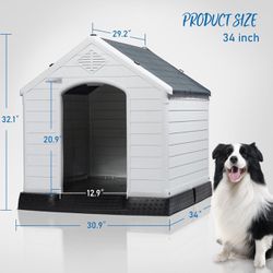 *Assembled 34’  Dog House PUKAMI Plastic Dog House Outdoor & Indoor