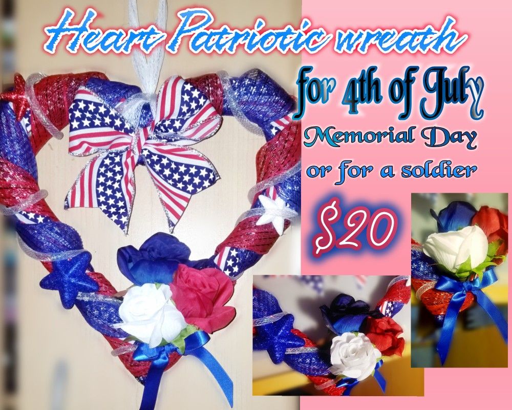 Patriotic Home-made Heart Wreath