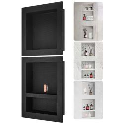 29} Shower Niche Ready for Tile 16" x 16" & 16" x 20", Triple Shelf Organizer, Square Corners Wall-inserted Niche Recessed, Sealed Protection Modern S