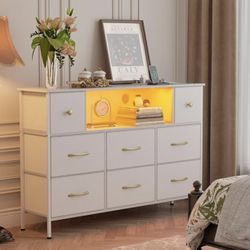 47 Inch Dresser With Fabric Drawers. Led Lights