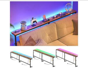 Skinny Table with LED Lights, Rustic Brown