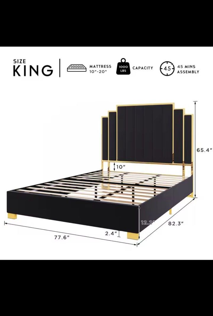 Cama King Nueva Color Negro En Su Caja $250