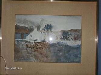 Framed Watercolor Landscape Painting Signed