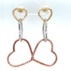 14Kt Tri Color Gold Heart Earrings 1.50g 200658/24