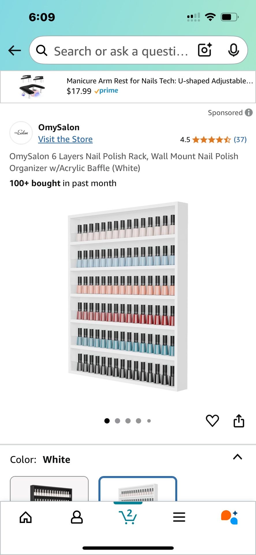Nail Polish Rack w/ acrylic baffle