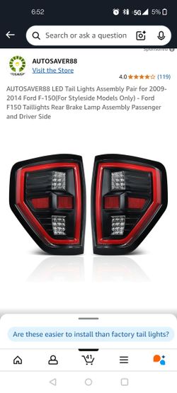 LED Tail Lights Assembly Pair for 2009-2014 Ford F-150(For Styleside Models Only) - Ford F150 Taillights Rear Brake Lamp Assembly Passenger and Driver
