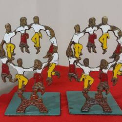 Vintage Tamar Metal Bookends Jerusalem Jewish Hora Dancers  T.50 Painted